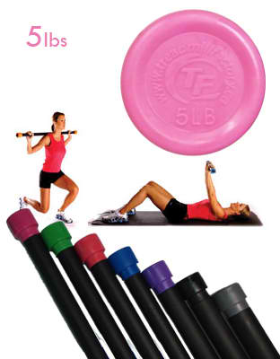 Element Fitness Body Bar with color-coded ends and exercise examples