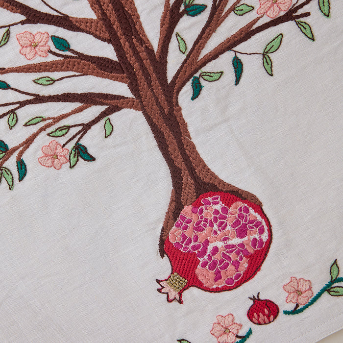 Embroidered Matzo Cover with Pomegranate Tree