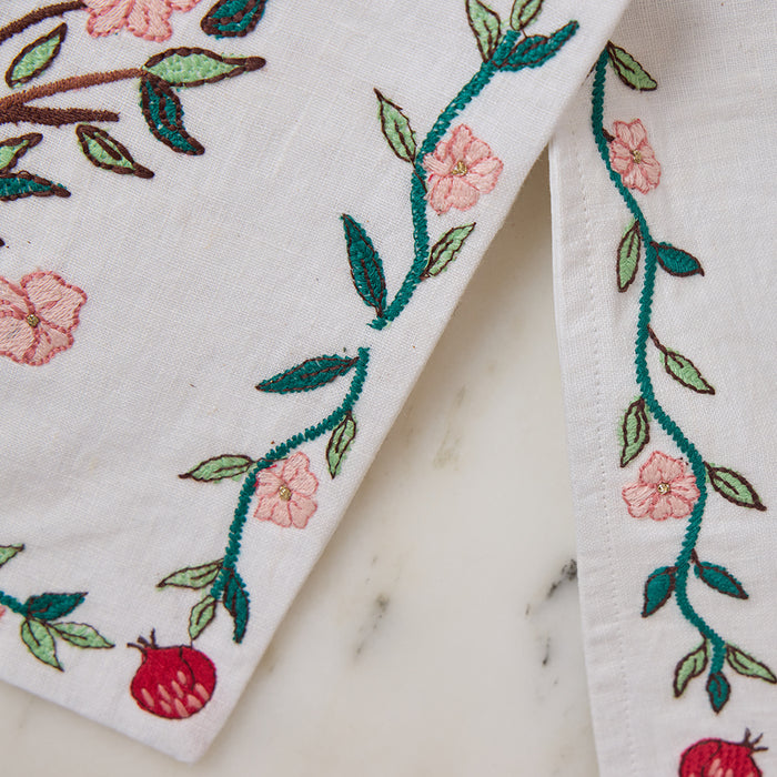 Embroidered Matzo Cover with Pomegranate Tree