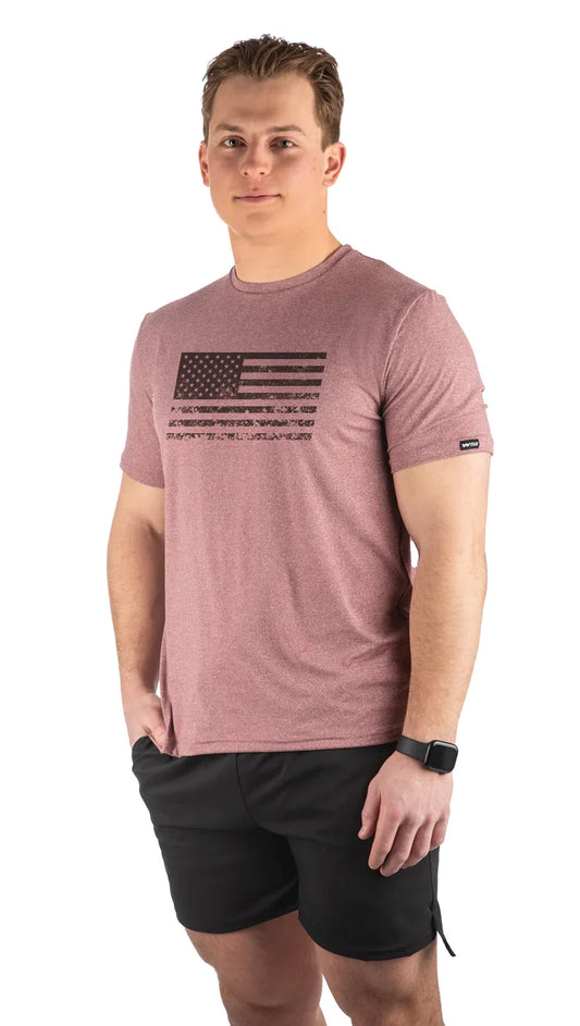Flag Tee SoftTECH™ Short Sleeve Red Heather Relaxed Fit Flag Tee 753HLSSRHDS
