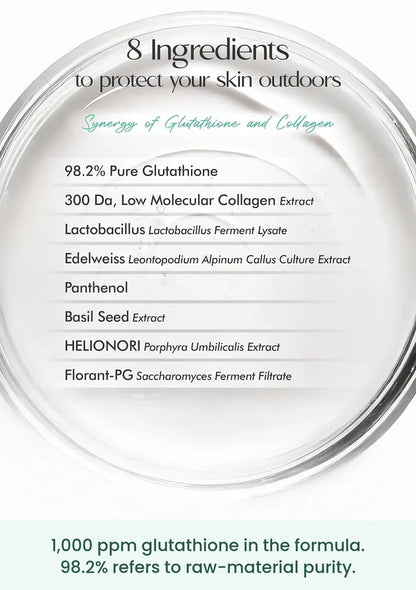 Eight skincare ingredients in FROM THE SKIN Sun Gel Patch including glutathione, collagen extract and panthenol