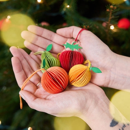 Fruit Honeycomb Paper Mini Ornaments - Set of 4