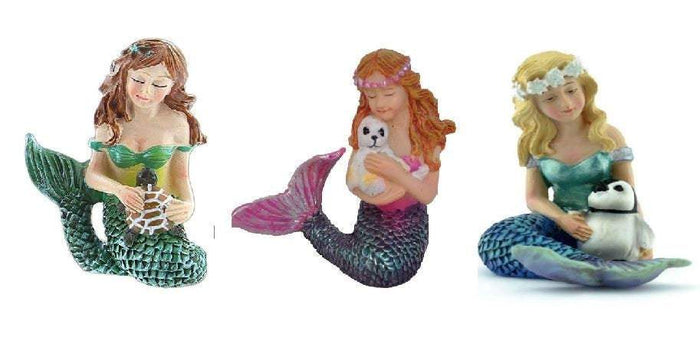 Mermaid with an Animal, Green, Pink Or Blue Mermaid Choice,  Sitting Mermaid, Beach Cake Topper