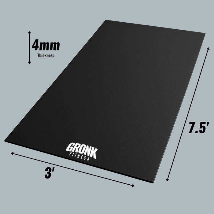 Gronk Fitness mat with dimensions and logo view