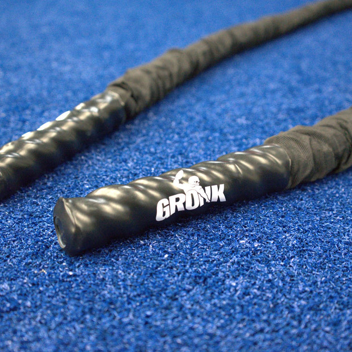 Gronk Fitness Battle Rope on blue turf