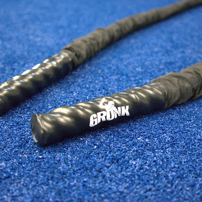 Gronk Fitness Battle Rope on blue turf