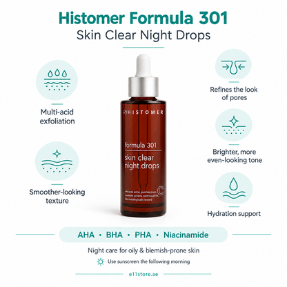 Histomer Formula 301 Skin Clear Night Drops key-features image | E11 Store