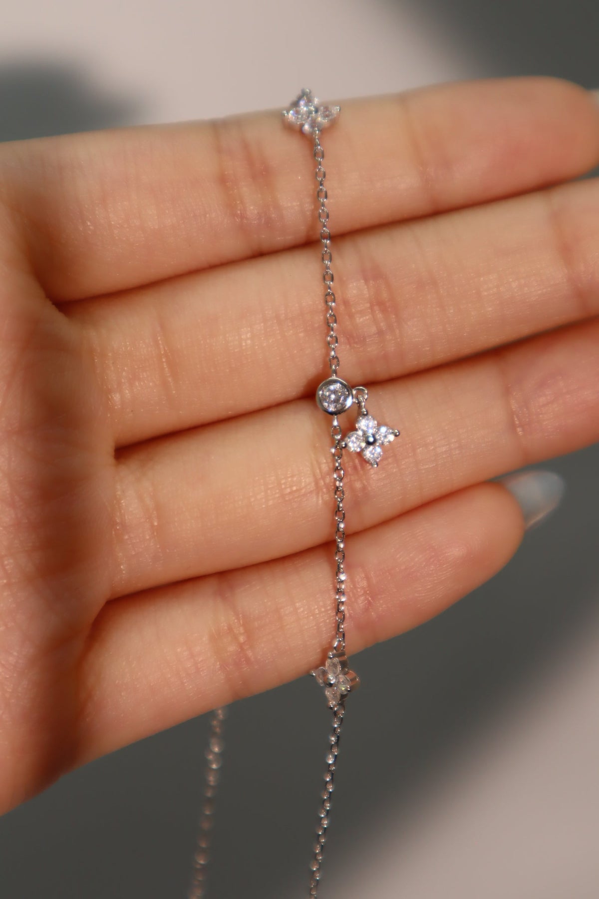 Palladium White Gold Plated Multi Starlight Petal Necklace