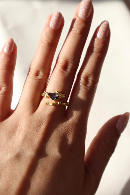 18K Gold Vermeil Black Heart Ring