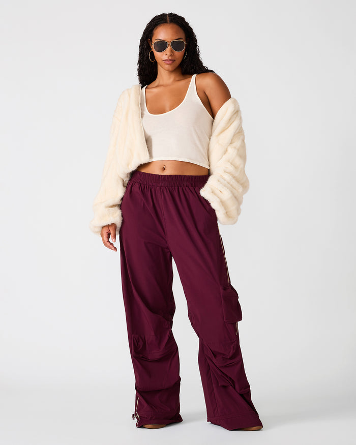 JACEY Deep Fig Mid-Rise Parachute Women's Pant | Steve Madden