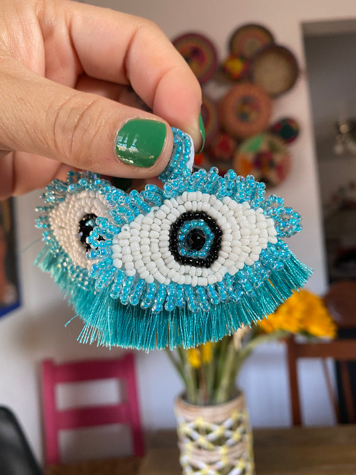 Mal Ojo Baby Blue Beaded Earrings
