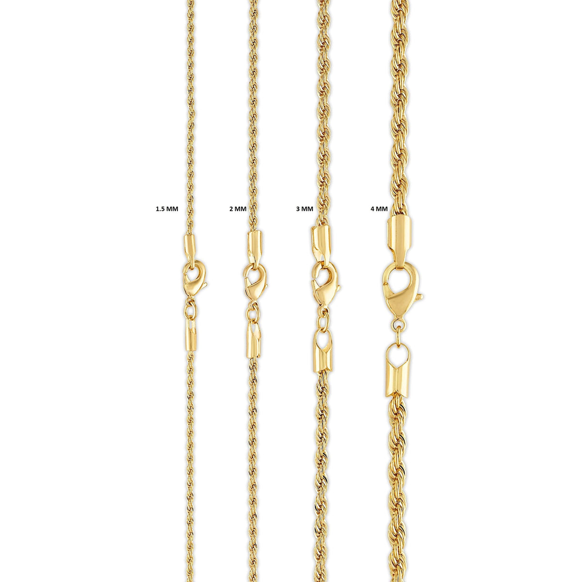 18k Gold Plated Rope Chain Necklace (available in multiple options)