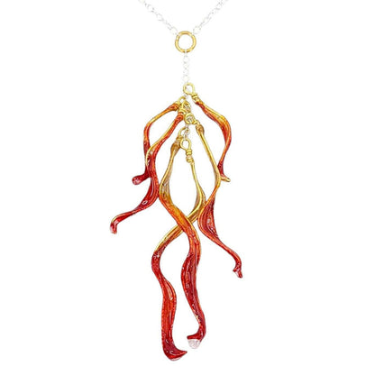 VN08CO $106 - Coral Small Petal Cascade Necklace
