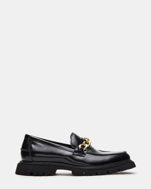 NEEO Black Box Gold Chain Slip-On Lug Men's Loafer | Steve Madden