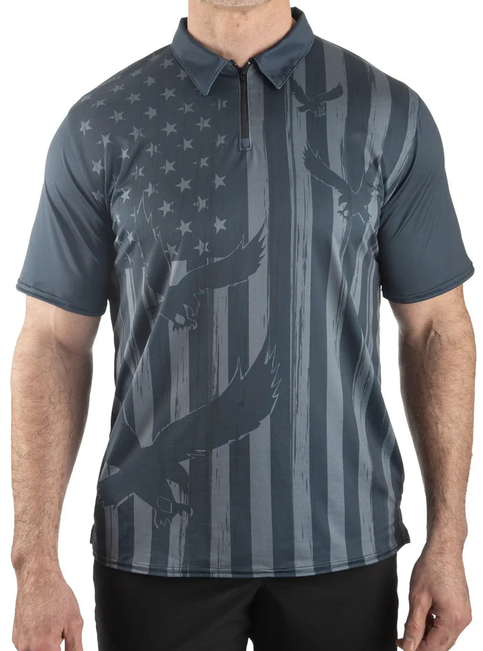New Price Sale: “Boss Shirt” EAGLE FLAG Performance Mesh Polo Shirt Made in USA 757MOLOC