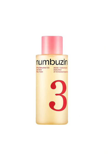 Numbuzin No.3 Bifida Bakuchiol 50 Zero Pore Milky Toner 200ml on a white background