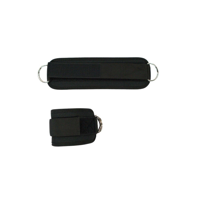 G&G Fitness black padded ankle cuffs with D-rings