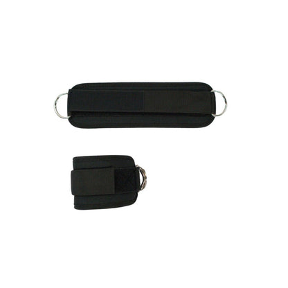G&G Fitness black padded ankle cuffs with D-rings