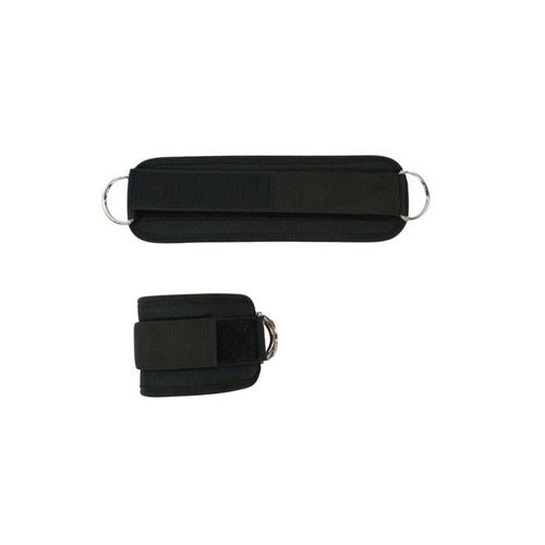 G&G Fitness black padded ankle cuffs with D-rings
