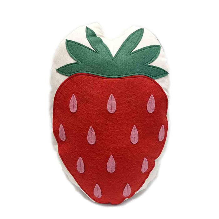 Pillow - Strawberry - Felt Applique on Canvas by Dirtsa Studio