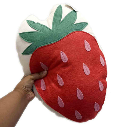 Pillow - Strawberry - Felt Applique on Canvas by Dirtsa Studio