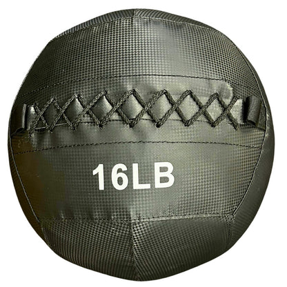 G&G Fitness 16LB black wall ball with cross-stitching