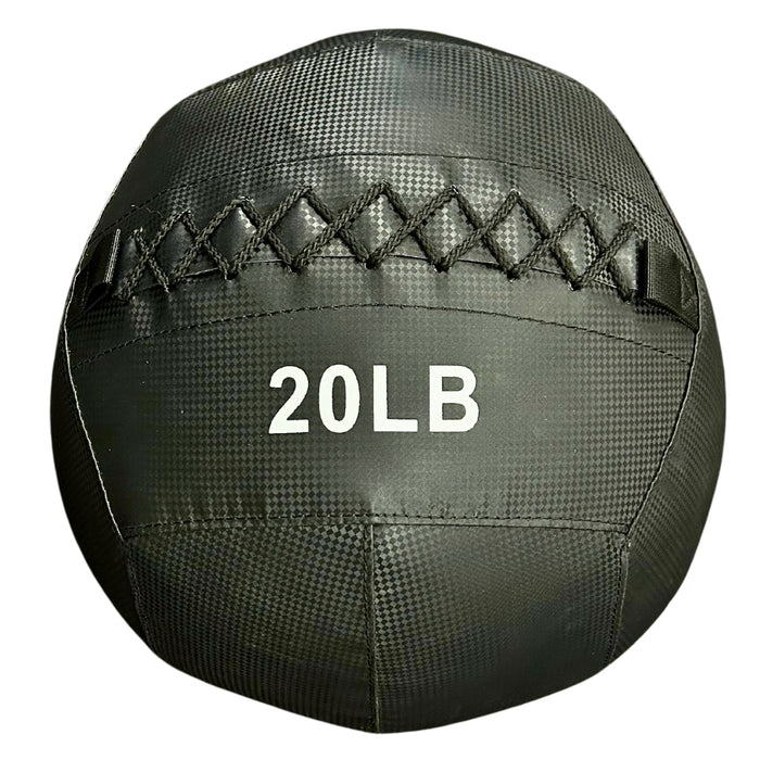 G&G Fitness 20LB black wall ball with cross-stitching