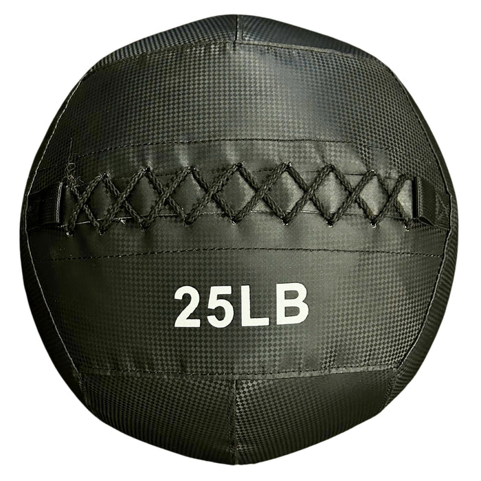 G&G Fitness 25LB black wall ball with cross-stitching