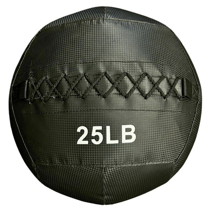 G&G Fitness 25LB black wall ball with cross-stitching