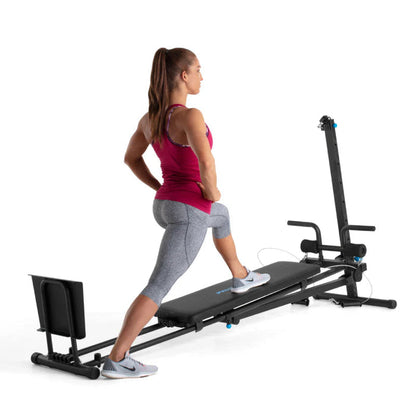 ProForm bench with woman stretching on incline
