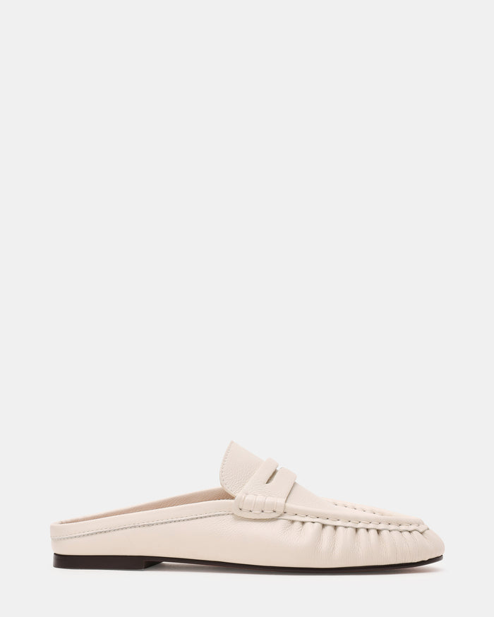 RAFE White Leather Slip-On Mule Women's Loafer | Steve Madden