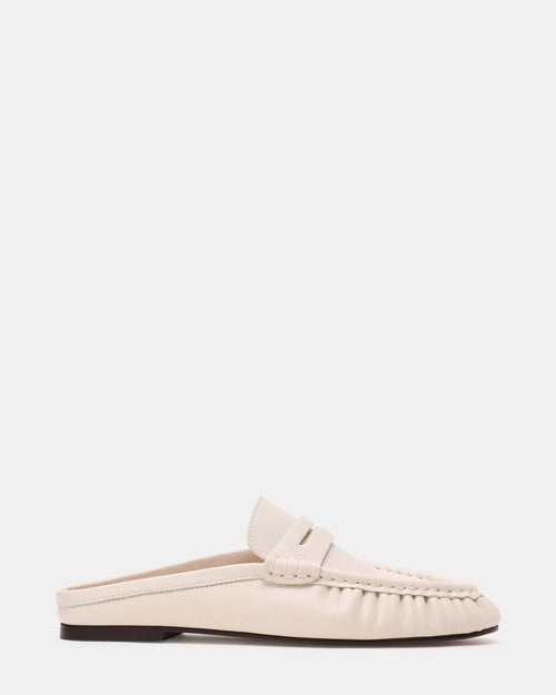 RAFE White Leather Slip-On Mule Women's Loafer | Steve Madden