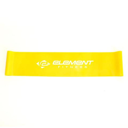 Element Fitness yellow resistance mini-band flat view