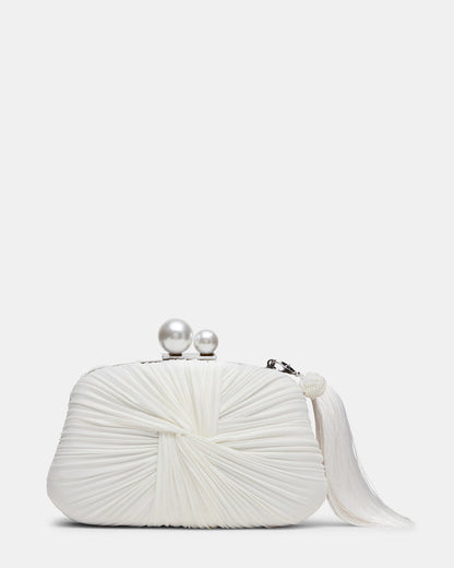 ROSALIE Bag White Twisted Pleats Minaudiere Crossbody Clutch Handbag | Steve Madden