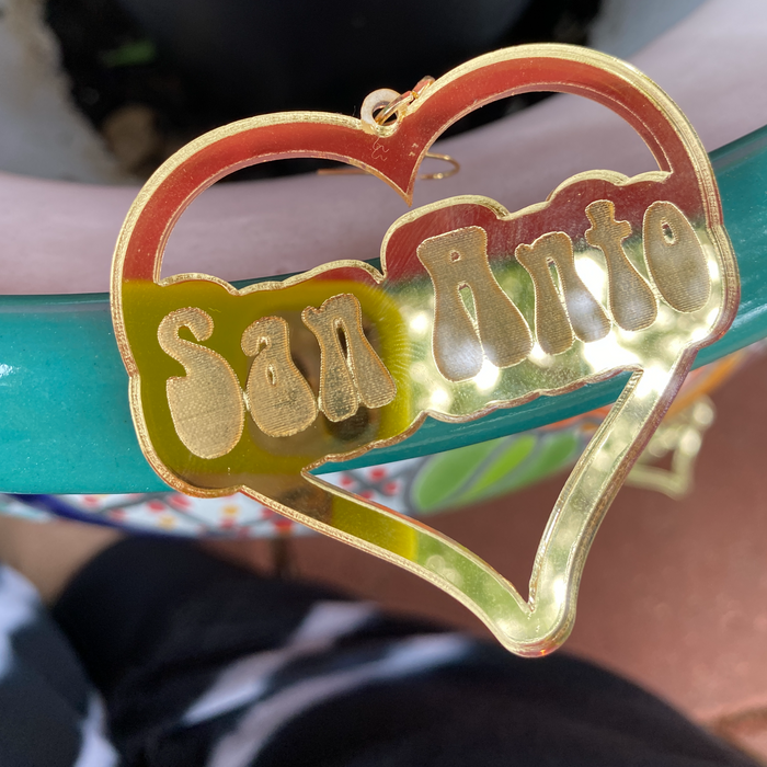 San Anto Mirrored Gold Acrylic Earrings