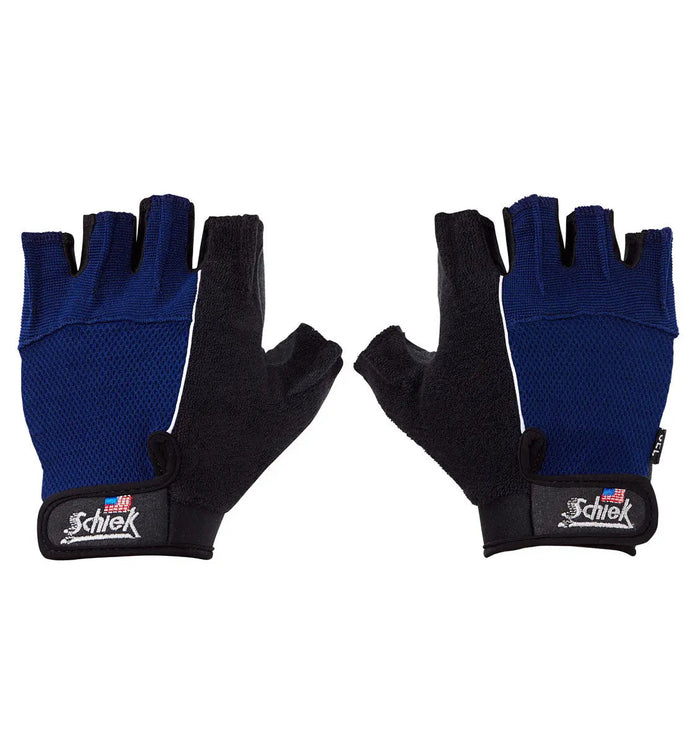 Schiek Model 510 gloves pair laid flat, blue and black