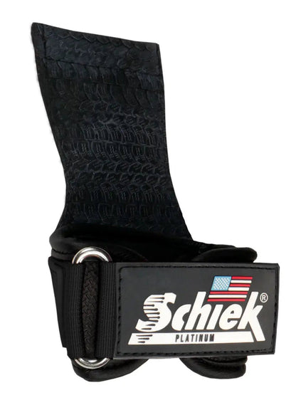 Schiek Platinum Ultimate Grips close-up with logo