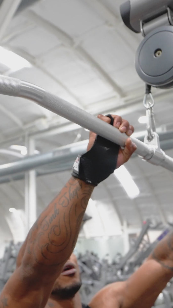 Schiek Platinum Ultimate Grips in use on pull-up bar