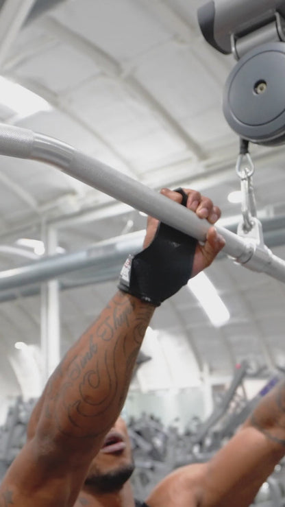Schiek Platinum Ultimate Grips in use on pull-up bar