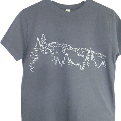Short Sleeve - Gray Mountain Ridge Organic Cotton Tee by Uzura