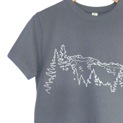 Short Sleeve - Gray Mountain Ridge Organic Cotton Tee by Uzura