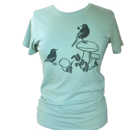 Short Sleeve - Sage Bird on Mushroom (S - 2X) by Uzura