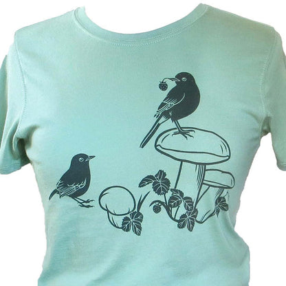 Short Sleeve - Sage Bird on Mushroom (S - 2X) by Uzura