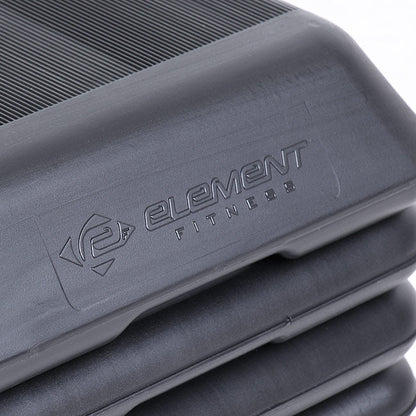 Close-up of Element Fitness logo on aerobic stepper