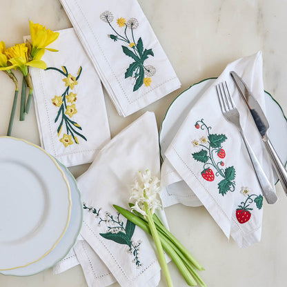 Spring Floral Cotton Napkins - Set of 4