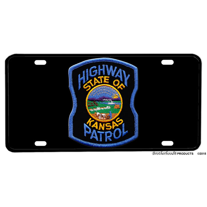 State of Kansas Highway Patrol Patch Design Aluminum License Plate