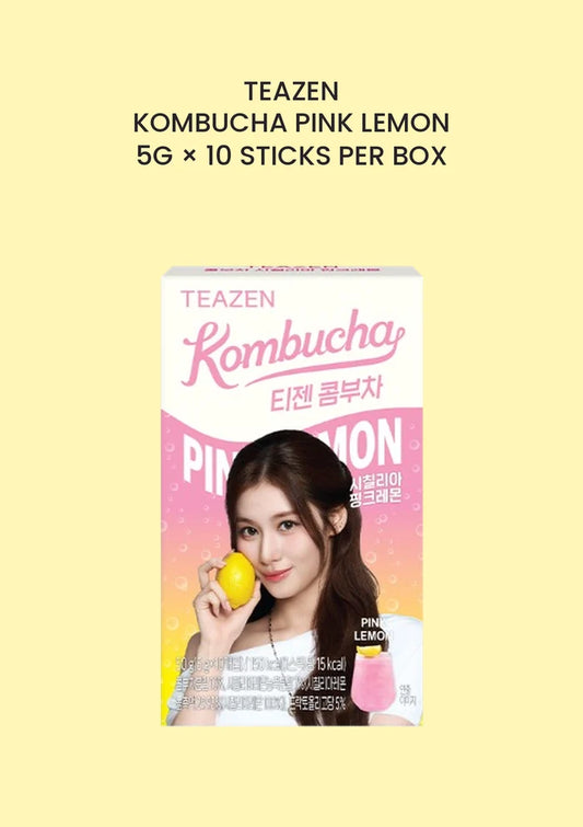 TEAZEN Kombucha Pink Lemon — one 50g box of ten 5g sticks, COCOMO main image