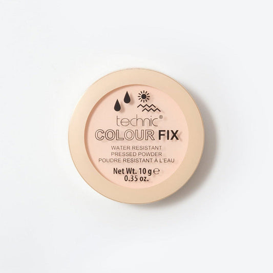 Technic Colour Fix water resistant pressed powder in light peach shade with mirror