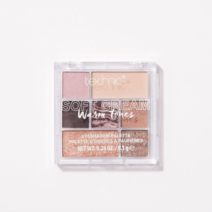 Technic Soft Cream Warm Tones Eyeshadow Palette with marble and metallic shades