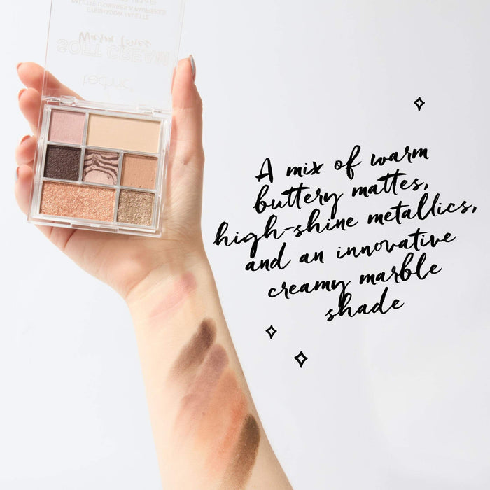 Warm tone cream eyeshadow swatches on skin showing buttery matte and marble texture